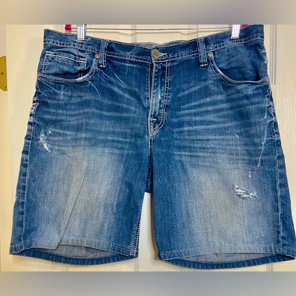Bke Denim Derek Jean Shorts Distressed Buckle